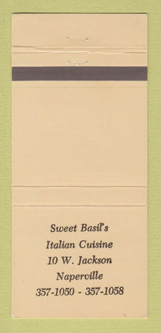Matchbook Cover - Sweet Basil's Italian Restaurant Naperville IL 30 Strike