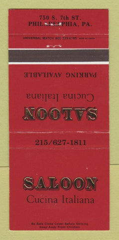 Matchbook Cover - Saloon Cucina Italian Philadelphia PA 30 Strike