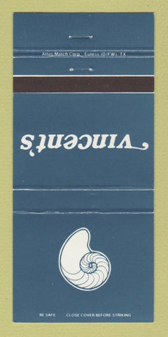 Matchbook Cover - Vincent's Restaurant Dallas TX 30 Strike