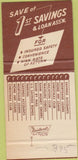 Matchbook Cover - First Savings Bank Poughkeepsie NY 30 Strike
