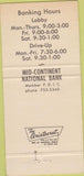 Matchbook Cover - Mid Continent National Bank 30 Strike
