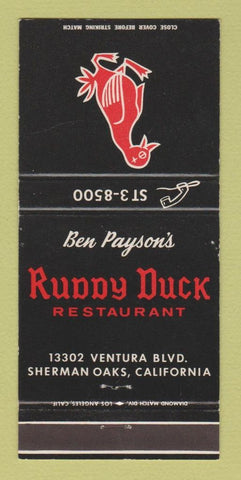 Matchbook Cover - Ben Payson's Ruddy Duck Sherman Oaks CA 30 Strike