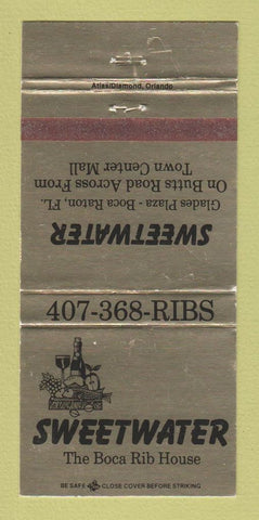Matchbook Cover - Sweetwater Rib House Boca Raton FL 30 Strike