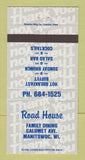 Matchbook Cover - Road House Restaurant Manitowoc WI 30 Strike