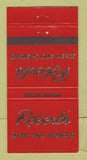 Matchbook Cover - Robert's Steak Seafood Macon GA 30 Strike