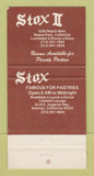 Matchbook Cover - Stox II Buena Park CA Downey 30 Strike