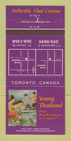 Matchbook Cover - Young Thailand Restaurant girlie Toronto ON 30 Strike