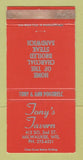 Matchbook Cover - Tony's Tavern Milwaukee WI WEAR 30 Strike