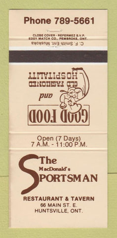Matchbook Cover - MacDonald's Sportsman Restaurant Huntsville ON 30 Strike