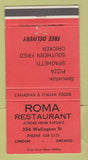 Matchbook Cover - Roma Restaurant London ON 30 Strike