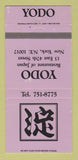 Matchbook Cover - Yodo Restaurant Japanese New York City 30 Strike