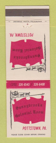 Matchbook Cover - Sunnybrook's Colonial Room Pottstown PA