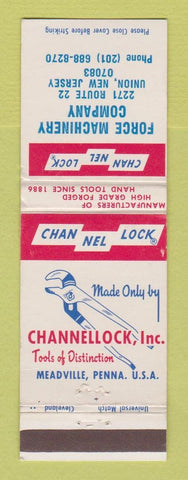 Matchbook Cover - Channel Lock Tools Force Machinery Union NJ