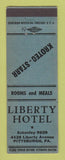 Matchbook Cover - Liberty Hotel Pittsburgh PA Krotec Starr