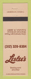 Matchbook Cover - Leslee's Restaurant Evanston IL