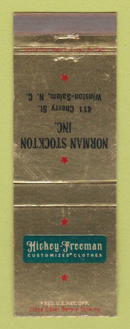 Matchbook Cover - Hickey Freeman Men's Clothes Norman Stockton Winston Salem NC