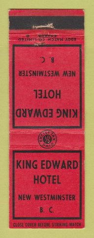 Matchbook Cover - King Edward Hotel New Westminster BC
