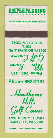 Matchbook Cover - Mee Kwon Golf Course Mequon WI Saukville Hawthorne Hills