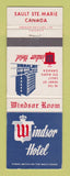 Matchbook Cover - Windsor Hotel Sault Ste Marie ON