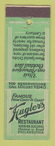 Matchbook Cover - Kugler's Restaurant Philadelphia PA