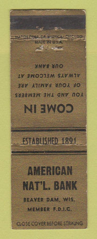 Matchbook Cover - American National Bank Beaver Dam WI