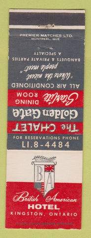 Matchbook Cover - British American Hotel Kingston ON
