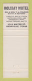 Matchbook Cover - Holiday Motel Kerrville TX
