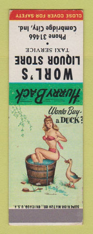 Matchbook Cover - Worl's Liquor Store Cambridge City IN pinup