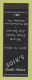 Matchbook Cover - Soik's Steak House Milwaukee WI