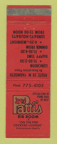 Matchbook Cover - Patti's Rib Room West Yarmouth MA