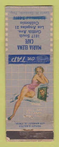 Matchbook Cover - Maria Elena Cafe Los Angeles CA pinup WORN