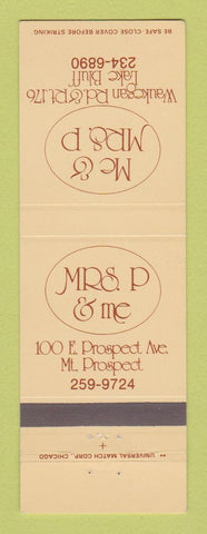 Matchbook Cover - Me & Mrs P Lake Bluff IL Mount Prospect
