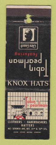 Matchbook Cover - Tabin Pearlman Men's Clothes New York City WEAR