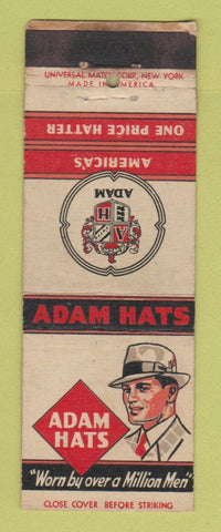 Matchbook Cover - Adam Hats WORN