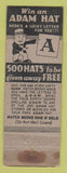 Matchbook Cover - Adam Hats WORN