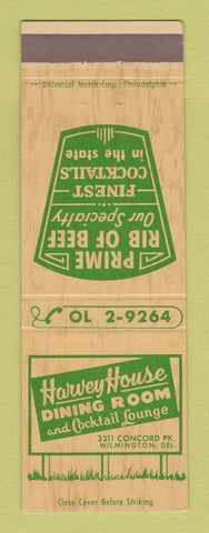 Matchbook Cover - Harvey House Restaurant Wilmington DE