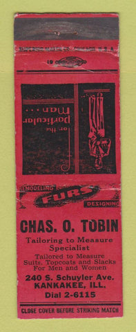 Matchbook Cover - Chas Tobin Men's Clothes Kankakee IL