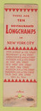 Matchbook Cover - Longchamps Restaurant feature SAMPLE