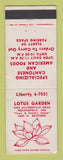 Matchbook Cover - Lotus Garden Chinese Restaurant Indianapolis IN