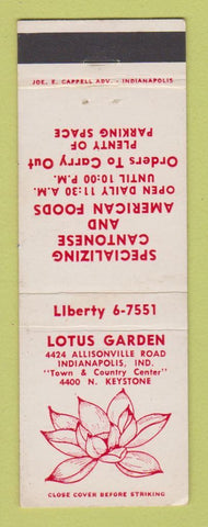 Matchbook Cover - Lotus Garden Chinese Restaurant Indianapolis IN