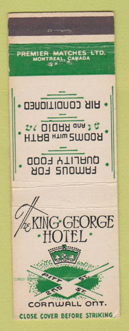 Matchbook Cover - King George Hotel Cornwall ON