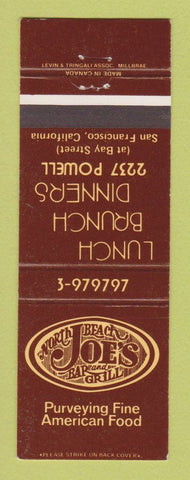 Matchbook Cover - North Beach Joe's Bar Grill San Frnacisco CA