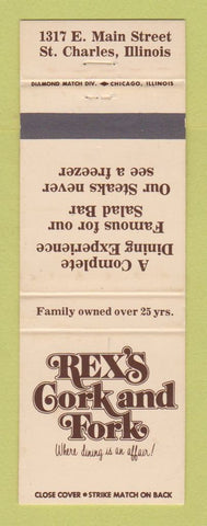 Matchbook Cover - Rex's Cork and Fork St Charles IL