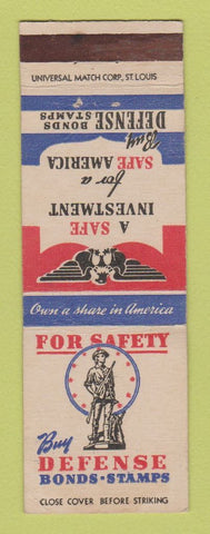 Matchbook Cover - WWII For Safety Universal Match Buy War Bonds