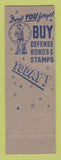 Matchbook Cover - WWII For Safety Universal Match Buy War Bonds
