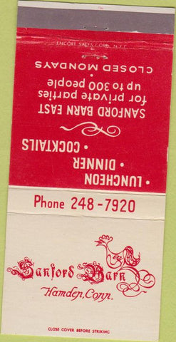 Matchbook Cover - Sanford Barn Restaurant Hamden CN 30 Strike