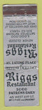 Matchbook Cover - Riggs Restaurant New York City FEDERAL LONG WEAR