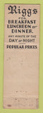 Matchbook Cover - Riggs Restaurant New York City FEDERAL LONG WEAR