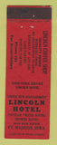 Matchbook Cover - Lincoln Hotel Fort Madison IA Federal