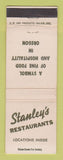 Matchbook Cover - Stanley's Restaurants Eugene Medford OR WEAR